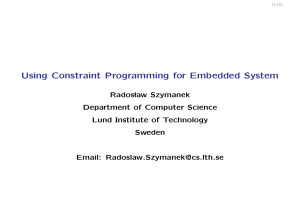 Using Constraint Programming for Embedded System