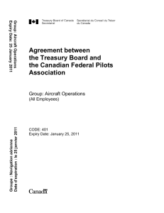Agreement between the Treasury Board and the Canadian Federal Pilots Association