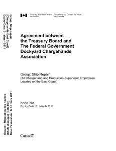 Agreement between the Treasury Board and The Federal Government Dockyard Chargehands