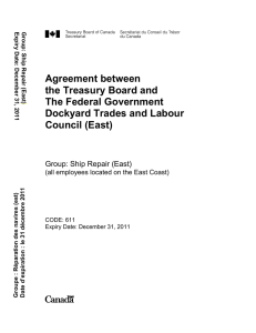 Agreement between the Treasury Board and The Federal Government Dockyard Trades and Labour