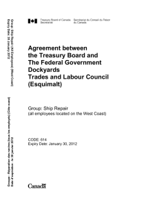 Agreement between the Treasury Board and The Federal Government Dockyards