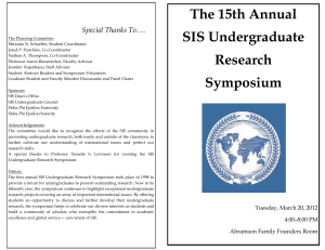 The 15th Annual SIS Undergraduate Research Special Thanks To….