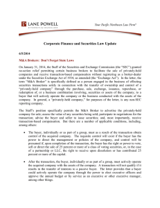 Corporate Finance and Securities Law Update