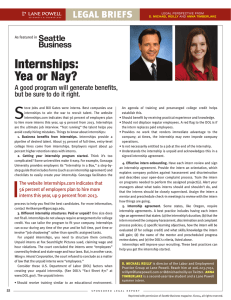 S Internships: Yea or Nay? LEGAL BRIEFS