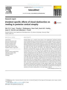 ScienceDirect (Con)text-specific effects of visual dysfunction on reading in posterior cortical atrophy