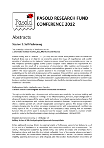 PASOLD RESEARCH FUND CONFERENCE 2012 Abstracts Session 1. Self-Fashioning