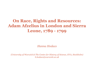 On Race, Rights and Resources: Adam Afzelius in London and Sierra