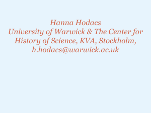 Hanna Hodacs University of Warwick &amp; The Center for