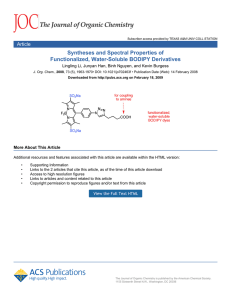 Syntheses and Spectral Properties of Functionalized, Water-Soluble BODIPY Derivatives Article