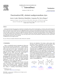 Functionalized BF chelated azadipyrromethene dyes *