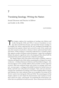 T 7 Translating Sexology, Writing the Nation Sexual Discourse and Practice in Hebrew