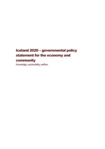 Iceland 2020 – governmental policy statement for the economy and community