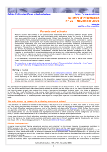 la lettre d’information n° 22 – November 2006 Parents and schools