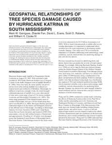 GEOSPaTIaL RELaTIONSHIPS OF TREE SPECIES DaMaGE CaUSED BY HURRICaNE KaTRINa IN SOUTH MISSISSIPPI