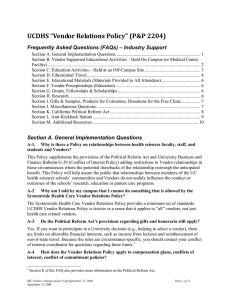 UCDHS “Vendor Relations Policy” (P&amp;P 2204)  Frequently Asked Questions (FAQs) – Industry Support