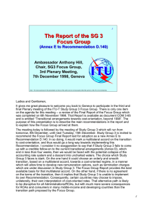 The Report of the SG 3 Focus Group