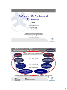 Software Life Cycles and Processes Lecture 2 Software Engineering