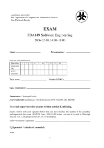 EXAM FDA149 Software Engineering 2006-02-10, 14:00–18:00