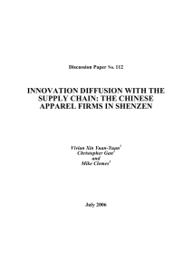 INNOVATION DIFFUSION WITH THE SUPPLY CHAIN: THE CHINESE APPAREL FIRMS IN SHENZEN