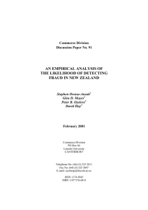 AN EMPIRICAL ANALYSIS OF THE LIKELIHOOD OF DETECTING FRAUD IN NEW ZEALAND