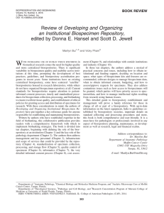Review of Developing and Organizing an Institutional Biospecimen Repository,