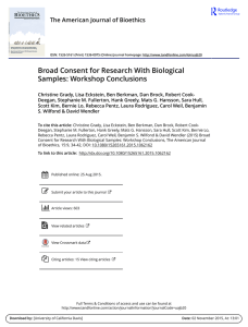 Broad Consent for Research With Biological Samples: Workshop Conclusions