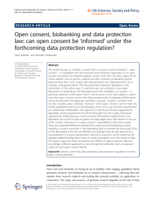 Open consent, biobanking and data protection ‘informed’ under the