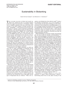 T Sustainability in Biobanking GUEST EDITORIAL