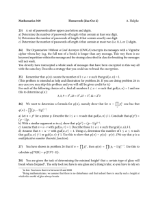 Mathematics 360 Homework (due Oct 2) 23) A. Hulpke