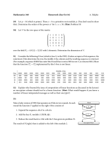 Mathematics 360 Homework (due Oct 16) A. Hulpke