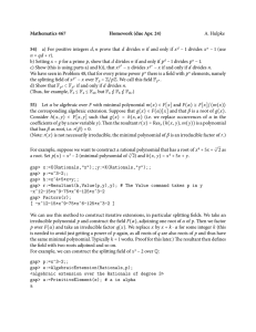 Mathematics 467 Homework (due Apr. 24) 54) A. Hulpke