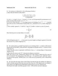 Mathematics 601 Homework (due Oct 15) 1) A. Hulpke