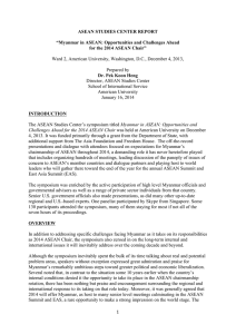 ASEAN STUDIES CENTER REPORT  “Myanmar in ASEAN: Opportunities and Challenges Ahead