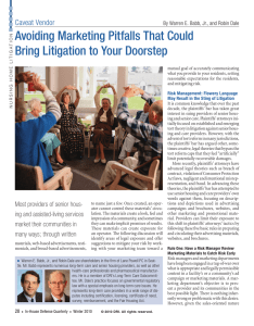 Avoiding Marketing Pitfalls That Could Bring Litigation to Your Doorstep Caveat Vendor