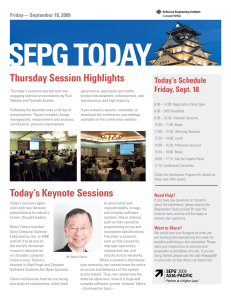 SEPG TODAY Thursday Session Highlights Today’s Schedule Friday, Sept. 18