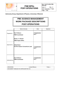 PSM WPDs POST-OPERATIONS  PMC SCIENCE MANAGEMENT