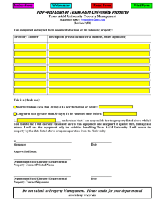 FDP-410 Loan of Texas A&amp;M University Property Instructions Webmaster Reset Form