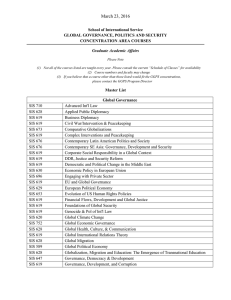 March 23, 2016 School of International Service GLOBAL GOVERNANCE, POLITICS AND SECURITY