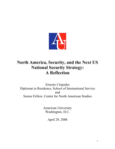 North America, Security, and the Next US National Security Strategy: A Reflection
