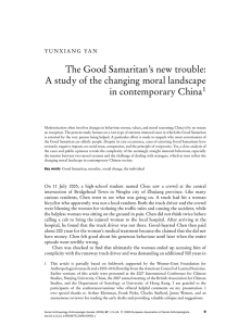 The Good Samaritan’s new trouble: in contemporary China 1