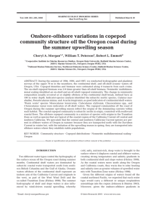 Onshore-offshore variations in copepod community structure off the Oregon coast during