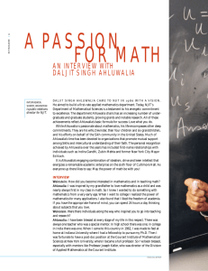A PASSION FOR MATH AN INTERVIEW WITH DALJIT SINGH AHLUWALIA