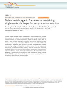 Stable metal-organic frameworks containing single-molecule traps for enzyme encapsulation ARTICLE
