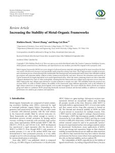 Review Article Increasing the Stability of Metal-Organic Frameworks Mathieu Bosch, Muwei Zhang,