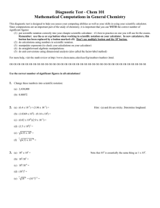Diagnostic Test - Chem 101 Mathematical Computations in General Chemistry