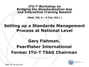 Setting up a Standards Management Process at National Level Gary Fishman, Pearlfisher International