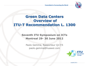 Green Data Centers Overview of ITU-T Recommendation L. 1300