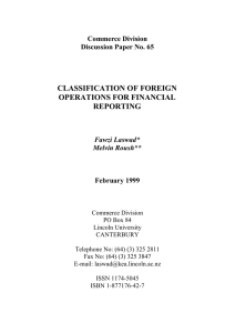 CLASSIFICATION OF FOREIGN OPERATIONS FOR FINANCIAL REPORTING Commerce Division