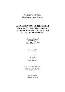 Commerce Division Discussion Paper No. 63 N EXAMINATION OF THE EFFECT