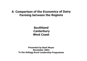 A  Comparison of the Economics of Dairy Southland Canterbury